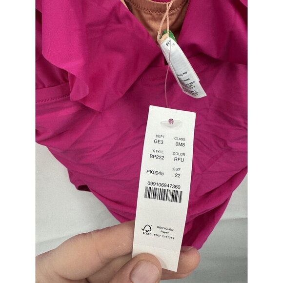 J. Crew Ruched Ruffle One Piece Swimsuit women 22 Pink Fuchsia Resortwear NEW - Picture 4 of 7